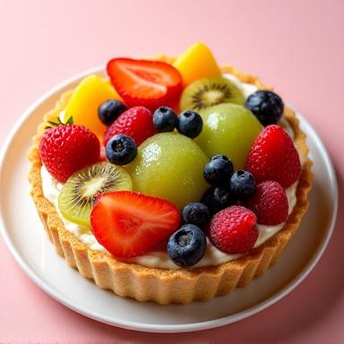 色とりどりのフルーツが乗ったタルト